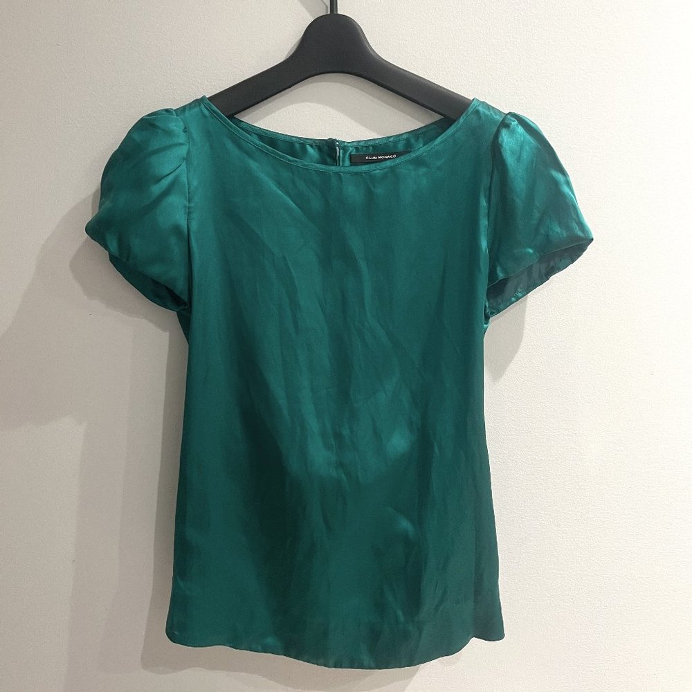 Club Monaco Green Silk-blend Top